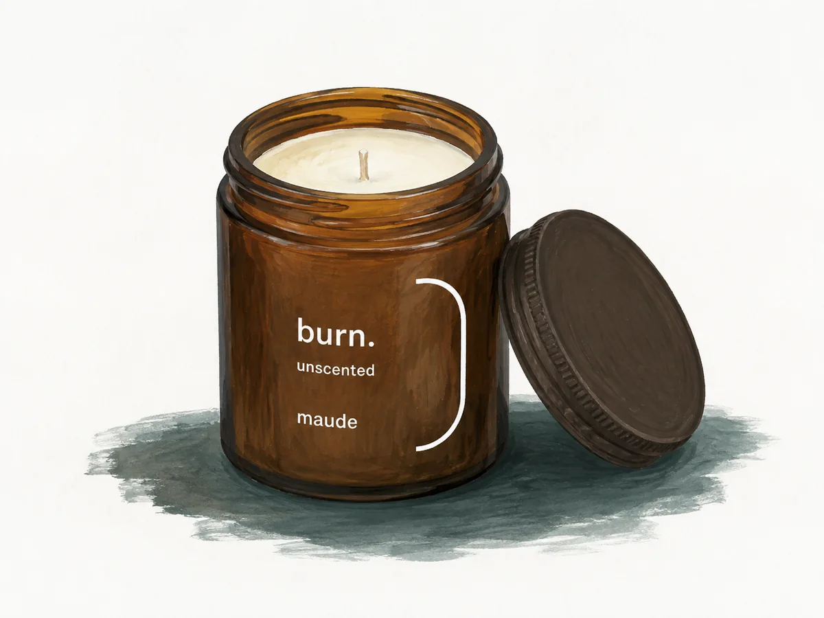 Illustration of a maude burn fragrance-free massage candle